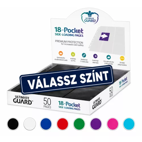 Ultimate Guard 18-zsebes oldaltöltésű lap (50db) - VÁLASSZ SZÍNT